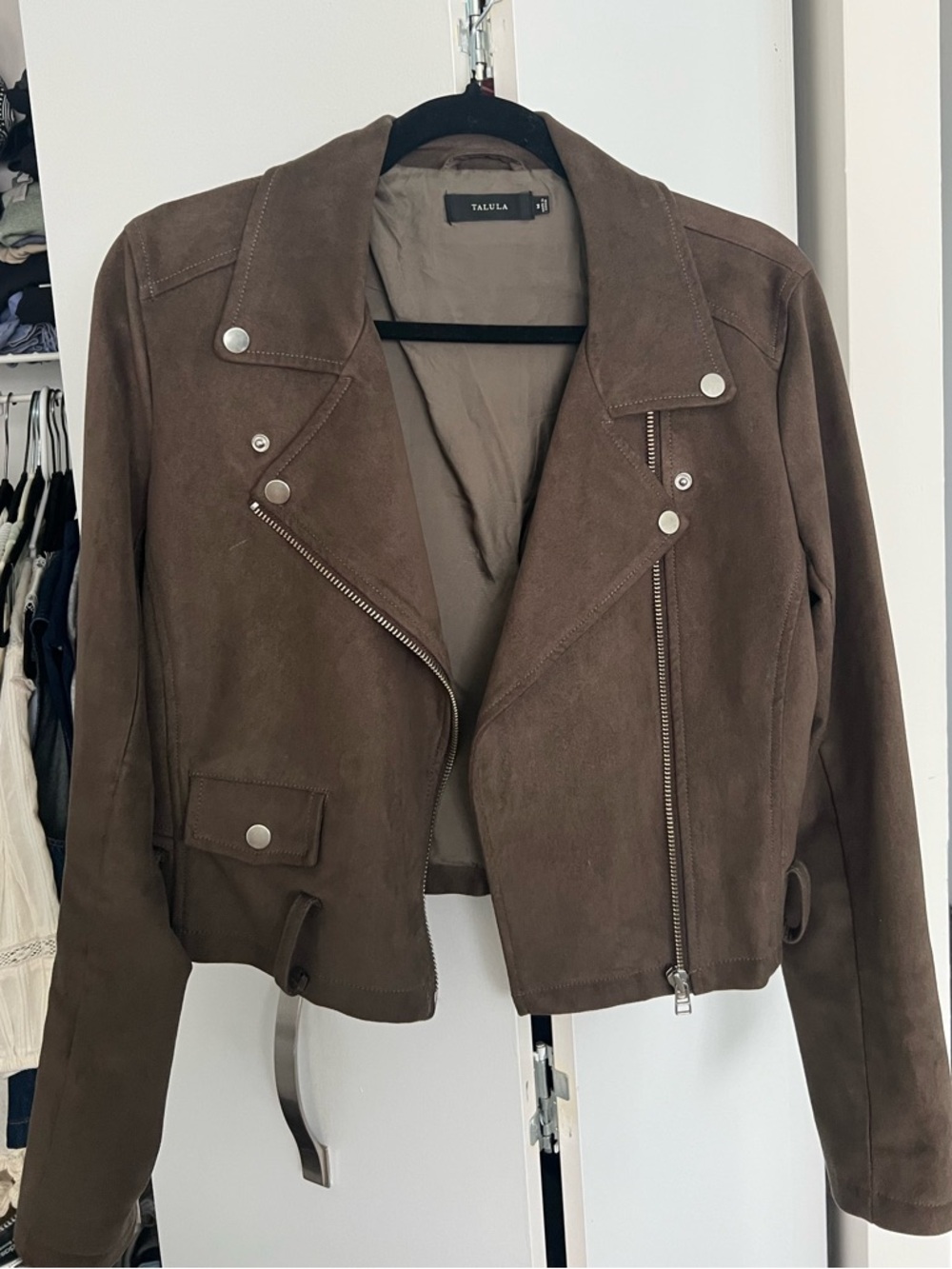 Talula Dark Brown Suede Moto Jacket